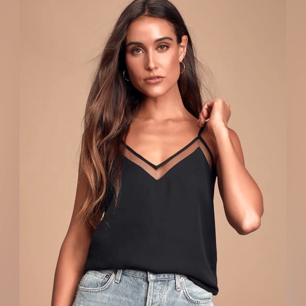 Lulu’s Sweet Fling Black Mesh Tank Top